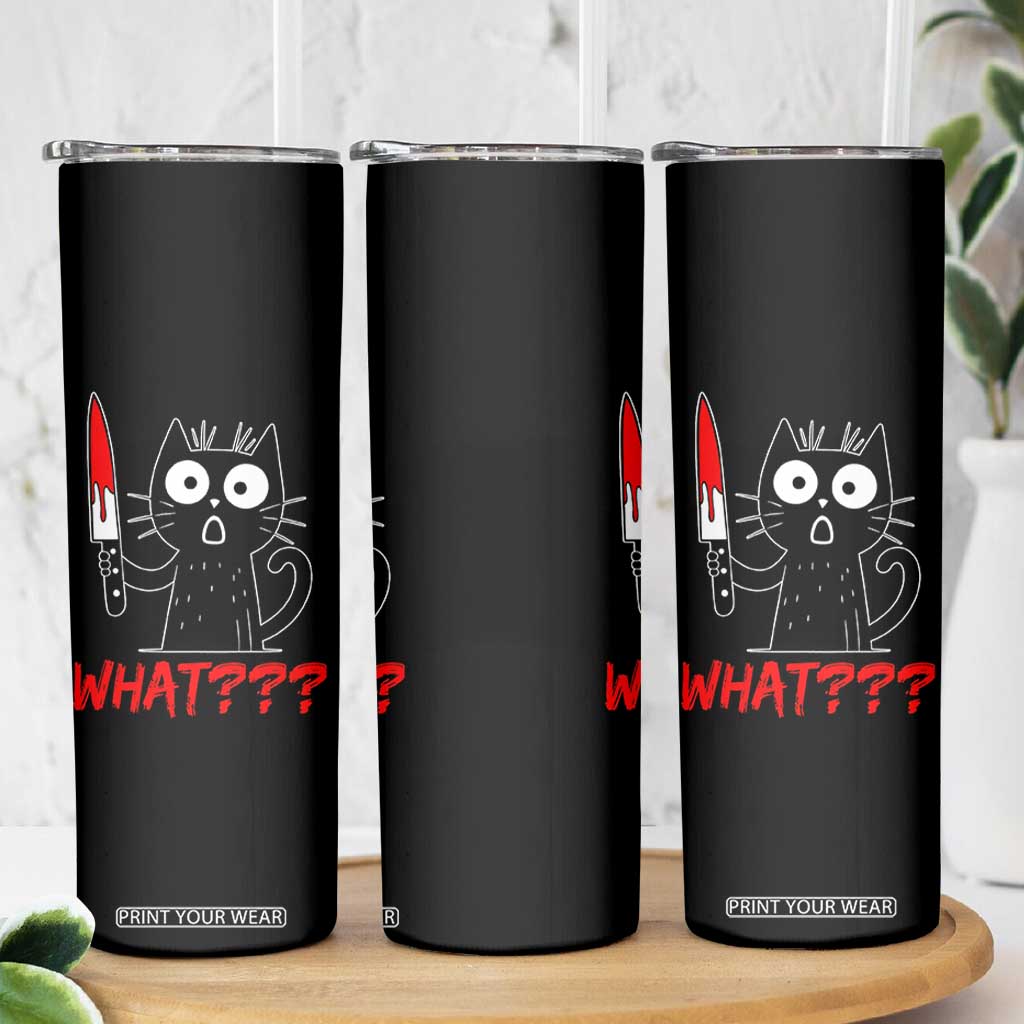 Black Cat Halloween Skinny Tumbler What Killer Kitten With Knife TS12 Print Your Wear