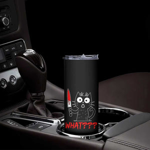 Black Cat Halloween Skinny Tumbler What Killer Kitten With Knife TS12 Print Your Wear