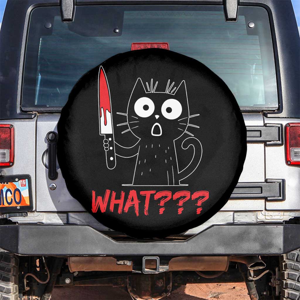 Black Cat Halloween Spare Tire Cover What Killer Kitten With Knife TS12 No hole Black Print Your Wear