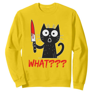Black Cat Halloween Sweatshirt What Killer Kitten With Knife TS12 Daisy Print Your Wear