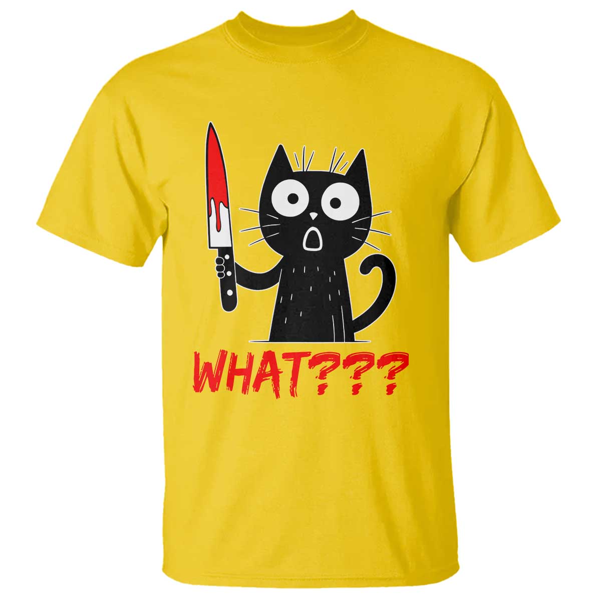 Black Cat Halloween T Shirt What Killer Kitten With Knife TS12 Daisy Print Your Wear