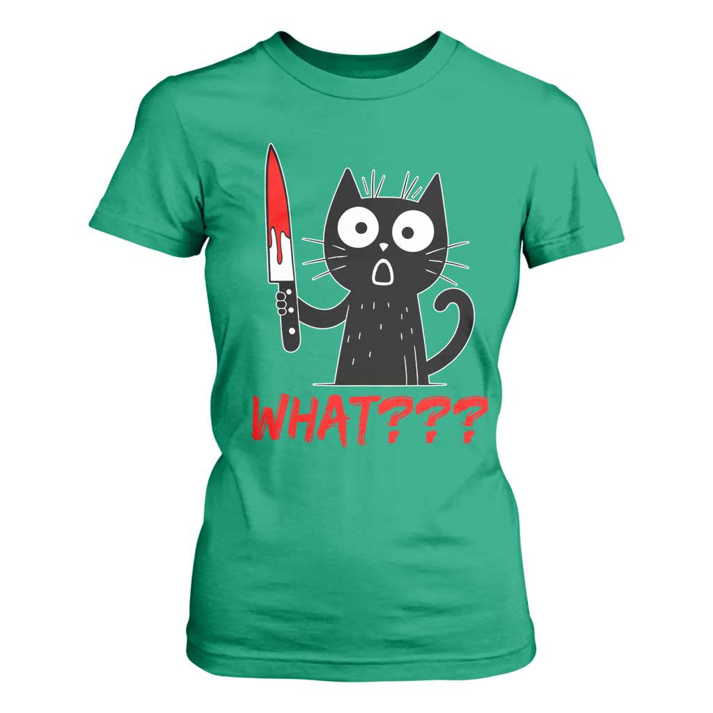 Black Cat Halloween T Shirt For Women What Killer Kitten With Knife TS12 Irish Green Print Your Wear
