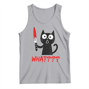 Black Cat Halloween Tank Top What Killer Kitten With Knife TS12 Athletic Heather Print Your Wear