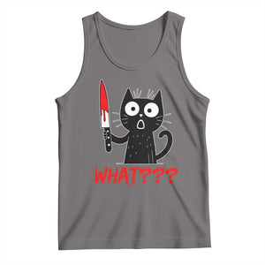Black Cat Halloween Tank Top What Killer Kitten With Knife TS12 Deep Heather Print Your Wear