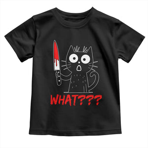 Black Cat Halloween Toddler T Shirt What Killer Kitten With Knife TS12 Black Print Your Wear