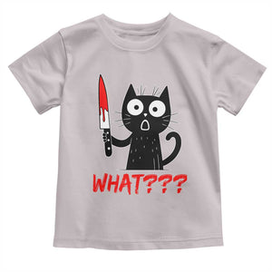 Black Cat Halloween Toddler T Shirt What Killer Kitten With Knife TS12 Ice Gray Print Your Wear