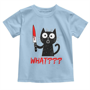 Black Cat Halloween Toddler T Shirt What Killer Kitten With Knife TS12 Light Blue Print Your Wear