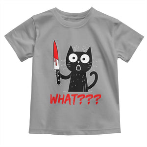 Black Cat Halloween Toddler T Shirt What Killer Kitten With Knife TS12 Sport Gray Print Your Wear