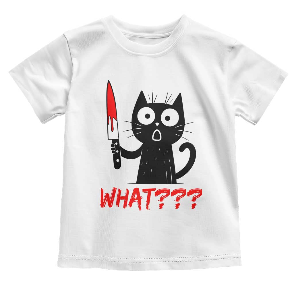 Black Cat Halloween Toddler T Shirt What Killer Kitten With Knife TS12 White Print Your Wear