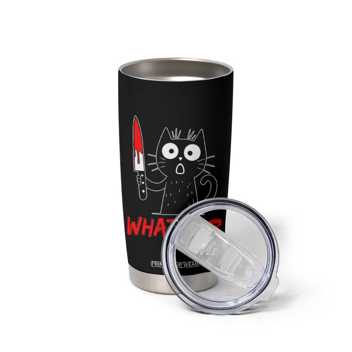 Black Cat Halloween Tumbler Cup What Killer Kitten With Knife TS12 Print Your Wear