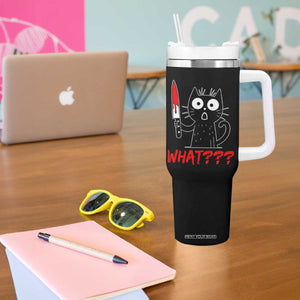 Black Cat Halloween Tumbler With Handle What Killer Kitten With Knife TS12 Print Your Wear