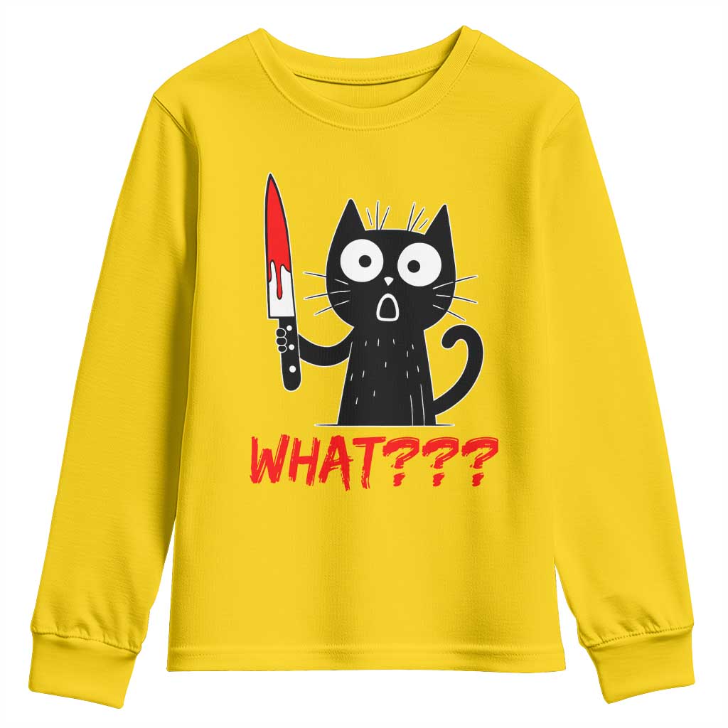 Black Cat Halloween Youth Sweatshirt What Killer Kitten With Knife TS12 Daisy Print Your Wear