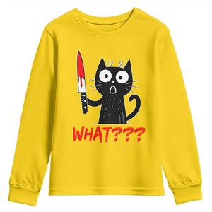 Black Cat Halloween Youth Sweatshirt What Killer Kitten With Knife TS12 Daisy Print Your Wear