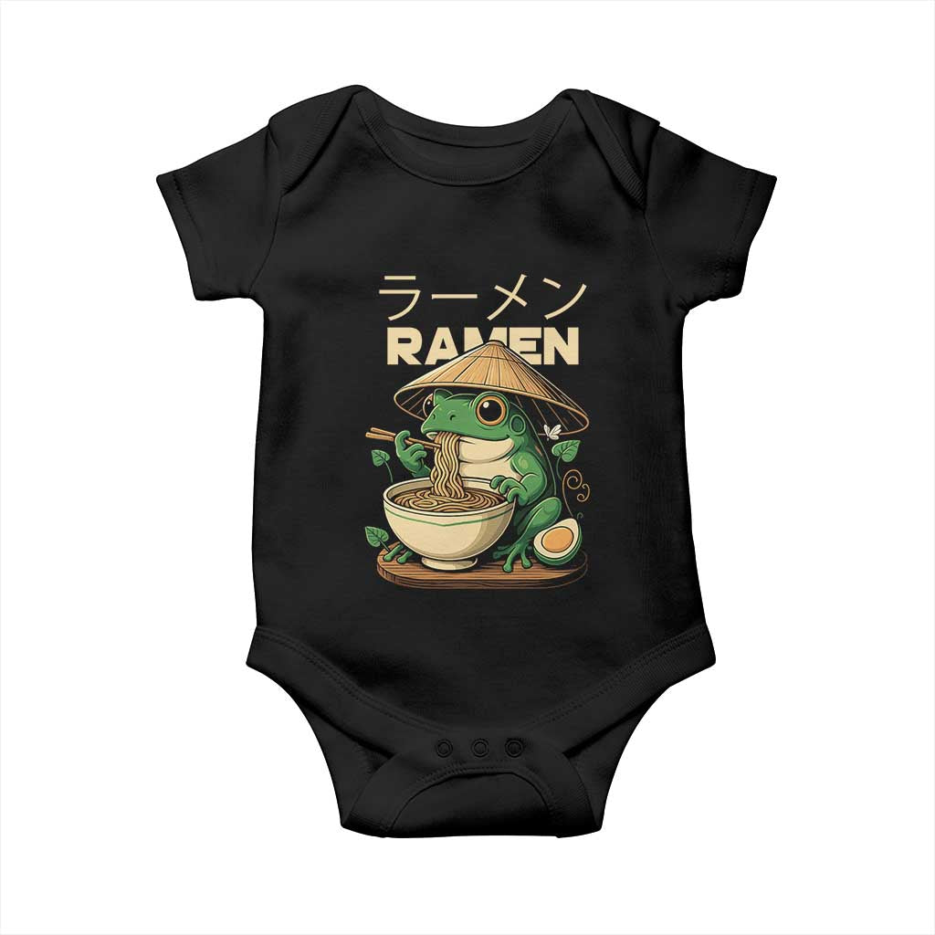 Frog Eating Ramen Baby Onesie Funny Japanese Food Lover Anime TS12 Black Print Your Wear