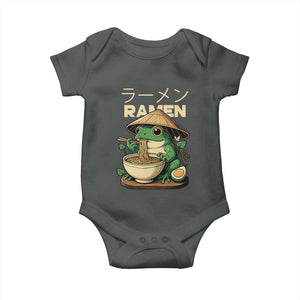 Frog Eating Ramen Baby Onesie Funny Japanese Food Lover Anime TS12 Dark Heather Print Your Wear