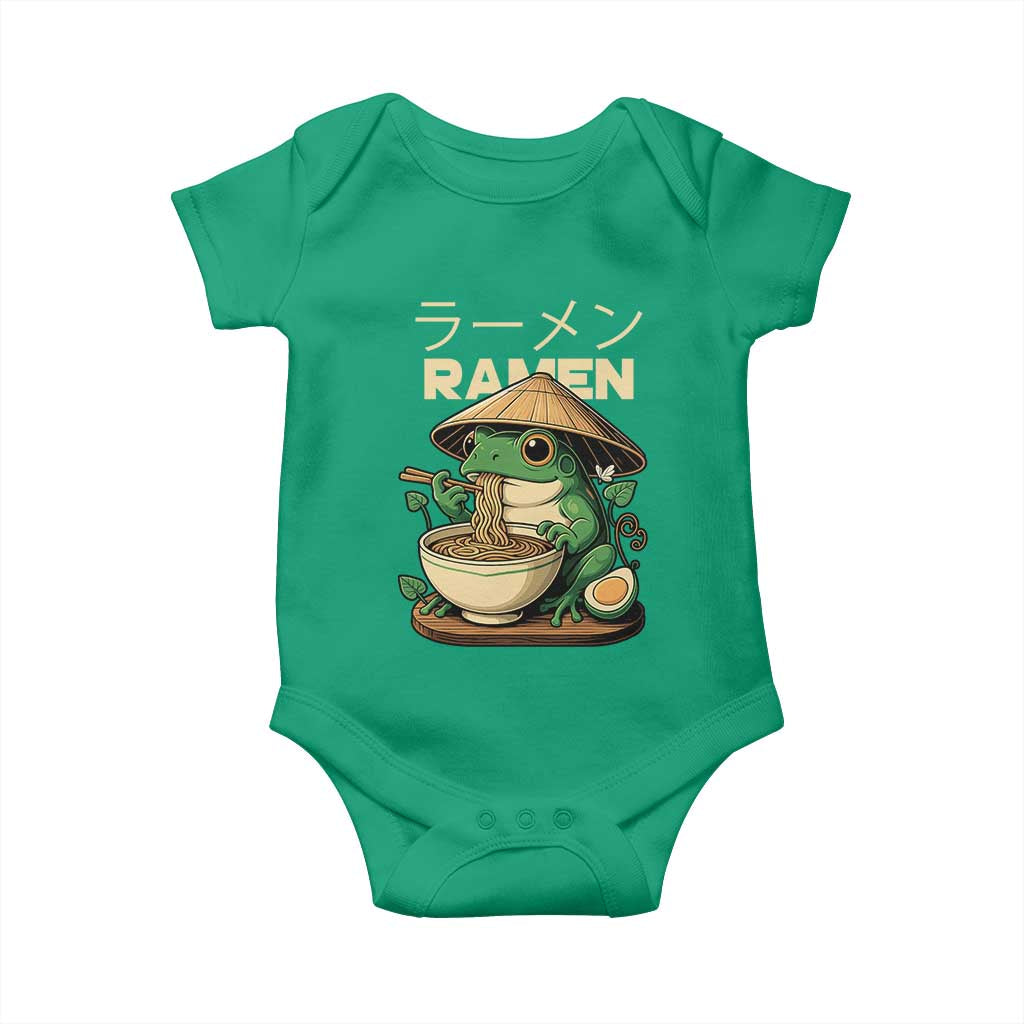 Frog Eating Ramen Baby Onesie Funny Japanese Food Lover Anime TS12 Irish Green Print Your Wear