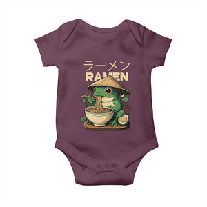 Frog Eating Ramen Baby Onesie Funny Japanese Food Lover Anime TS12 Maroon Print Your Wear