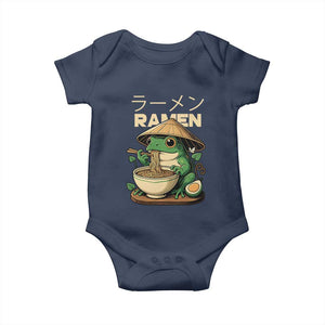 Frog Eating Ramen Baby Onesie Funny Japanese Food Lover Anime TS12 Navy Print Your Wear