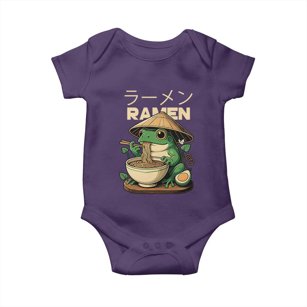 Frog Eating Ramen Baby Onesie Funny Japanese Food Lover Anime TS12 Purple Print Your Wear