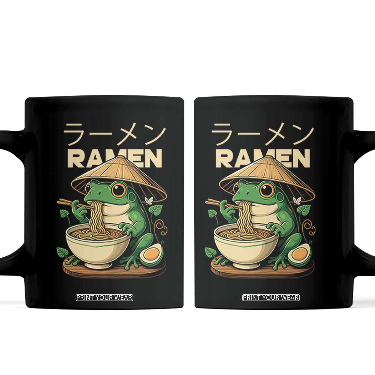 Frog Eating Ramen Coffee Mug Funny Japanese Food Lover Anime TS12 Black Print Your Wear