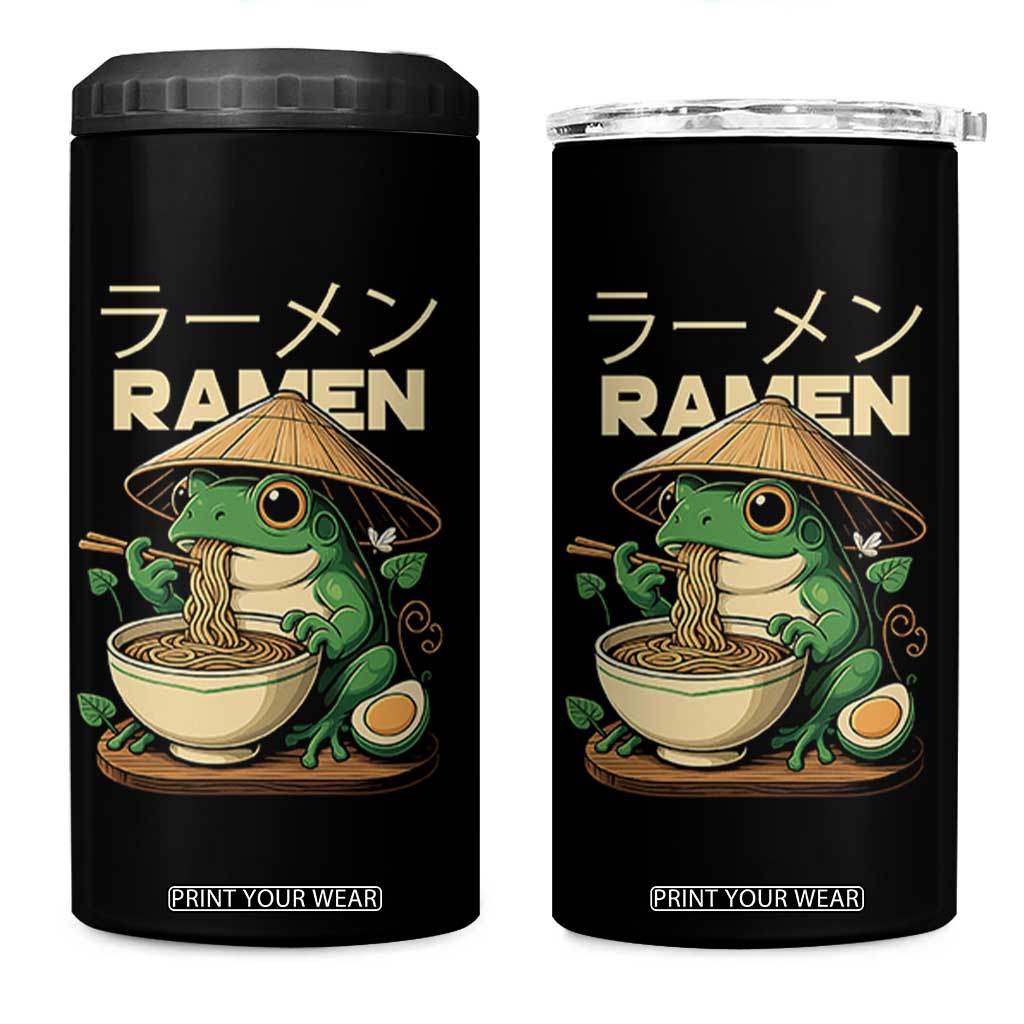 Frog Eating Ramen 4 in 1 Can Cooler Tumbler Funny Japanese Food Lover Anime TS12 One Size: 16 oz Black Print Your Wear