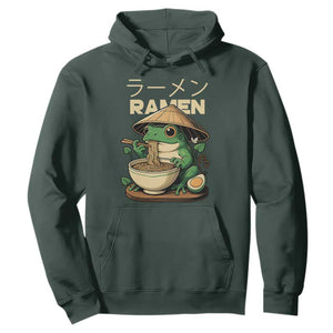 Frog Eating Ramen Hoodie Funny Japanese Food Lover Anime TS12 Dark Forest Green Print Your Wear