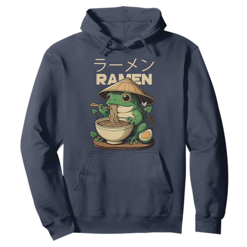 Frog Eating Ramen Hoodie Funny Japanese Food Lover Anime TS12 Navy Print Your Wear