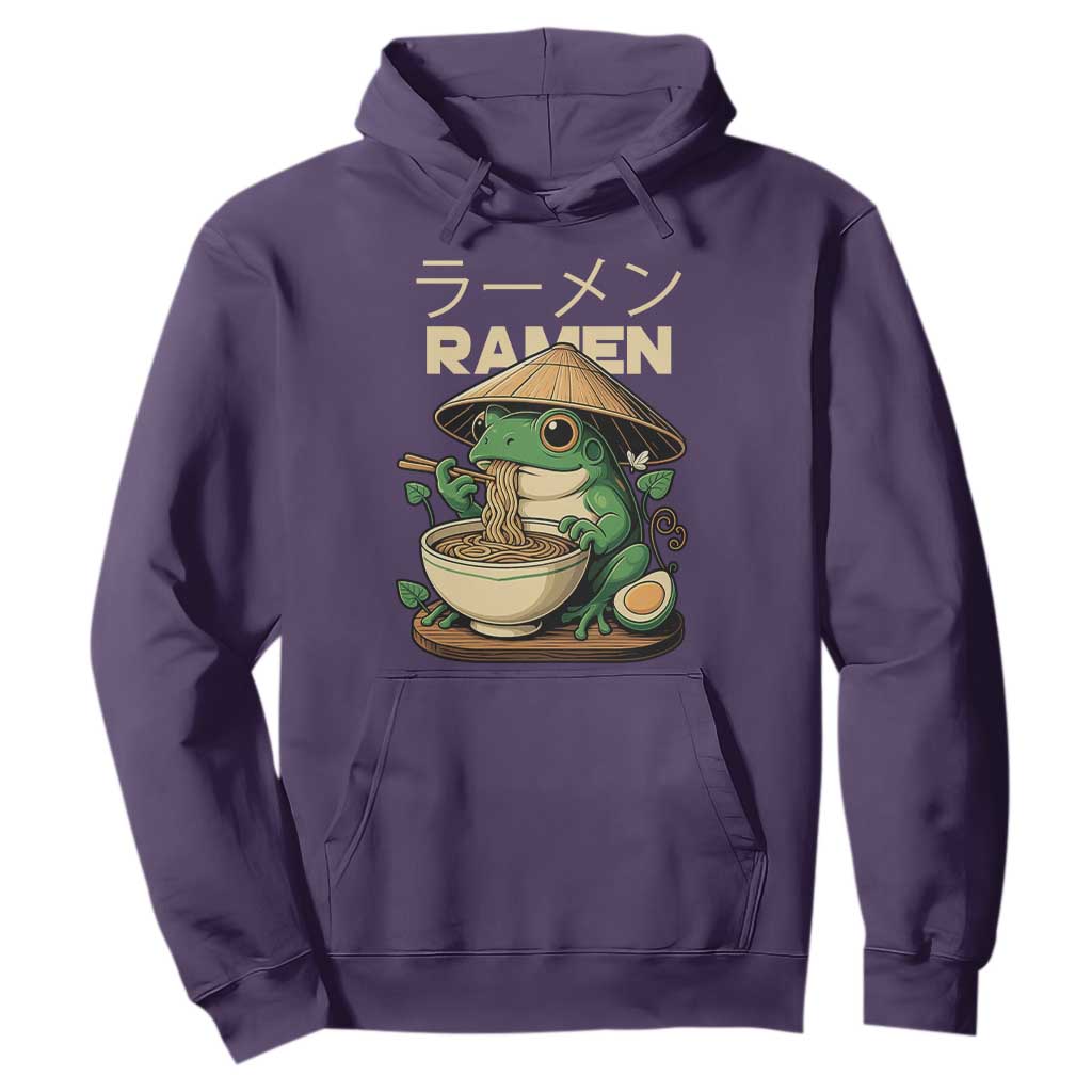 Frog Eating Ramen Hoodie Funny Japanese Food Lover Anime TS12 Purple Print Your Wear