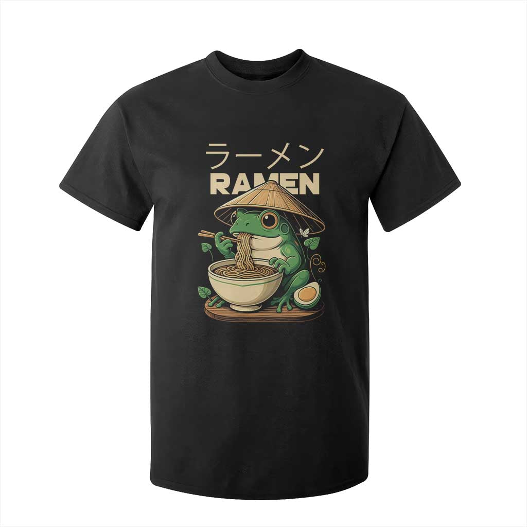 Frog Eating Ramen T Shirt For Kid Funny Japanese Food Lover Anime TS12 Black Print Your Wear