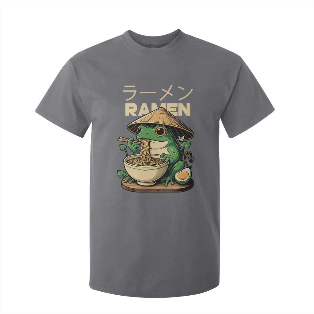 Frog Eating Ramen T Shirt For Kid Funny Japanese Food Lover Anime TS12 Charcoal Print Your Wear