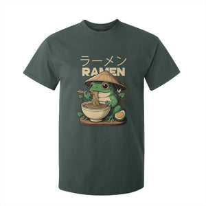 Frog Eating Ramen T Shirt For Kid Funny Japanese Food Lover Anime TS12 Dark Forest Green Print Your Wear