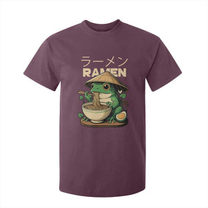 Frog Eating Ramen T Shirt For Kid Funny Japanese Food Lover Anime TS12 Maroon Print Your Wear