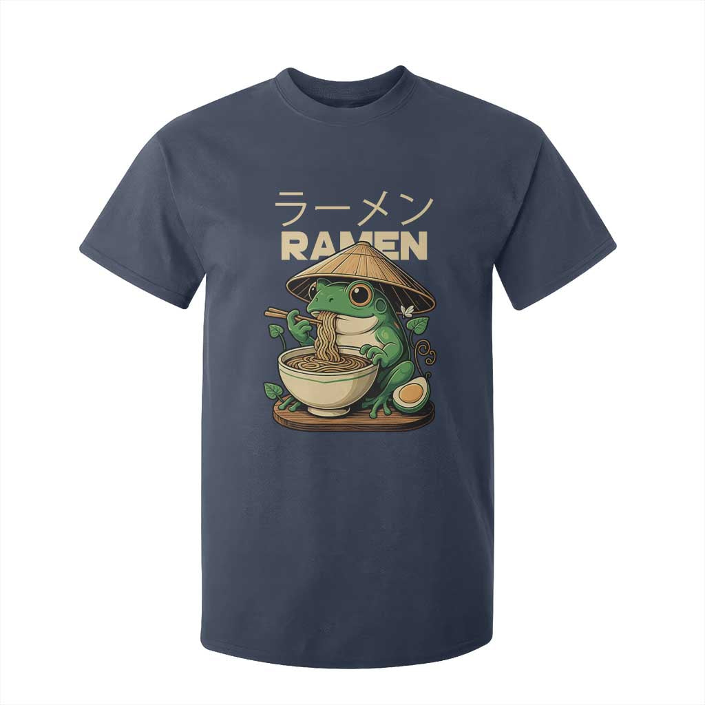 Frog Eating Ramen T Shirt For Kid Funny Japanese Food Lover Anime TS12 Navy Print Your Wear