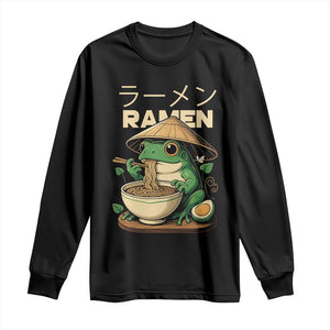 Frog Eating Ramen Long Sleeve Shirt Funny Japanese Food Lover Anime TS12 Black Print Your Wear