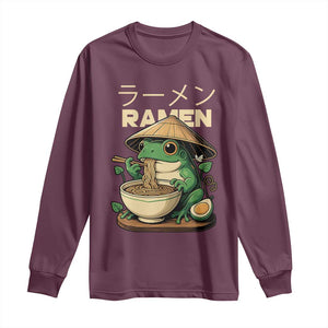 Frog Eating Ramen Long Sleeve Shirt Funny Japanese Food Lover Anime TS12 Maroon Print Your Wear