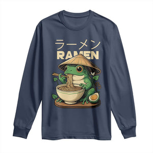 Frog Eating Ramen Long Sleeve Shirt Funny Japanese Food Lover Anime TS12 Navy Print Your Wear