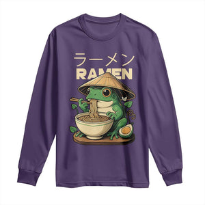 Frog Eating Ramen Long Sleeve Shirt Funny Japanese Food Lover Anime TS12 Purple Print Your Wear
