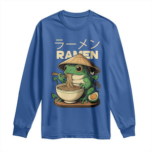 Frog Eating Ramen Long Sleeve Shirt Funny Japanese Food Lover Anime TS12 Royal Blue Print Your Wear