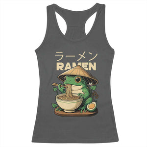 Frog Eating Ramen Racerback Tank Top Funny Japanese Food Lover Anime TS12 Dark Heather Print Your Wear