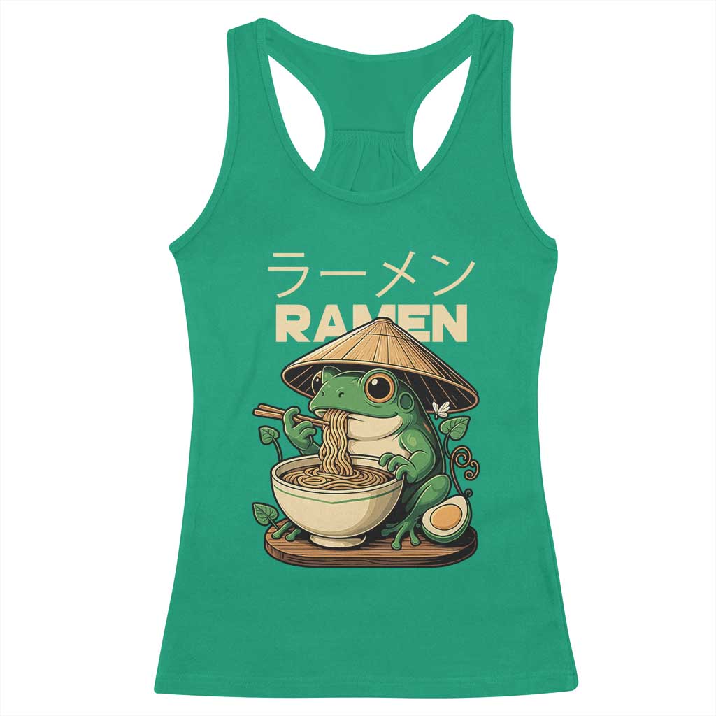 Frog Eating Ramen Racerback Tank Top Funny Japanese Food Lover Anime TS12 Irish Green Print Your Wear