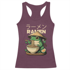 Frog Eating Ramen Racerback Tank Top Funny Japanese Food Lover Anime TS12 Maroon Print Your Wear