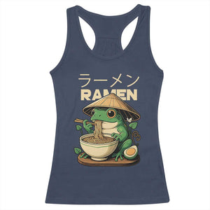 Frog Eating Ramen Racerback Tank Top Funny Japanese Food Lover Anime TS12 Navy Print Your Wear