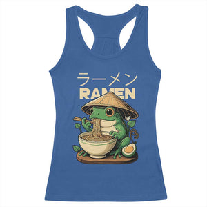 Frog Eating Ramen Racerback Tank Top Funny Japanese Food Lover Anime TS12 Royal Blue Print Your Wear