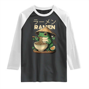 Frog Eating Ramen Raglan Shirt Funny Japanese Food Lover Anime TS12 Black White Print Your Wear