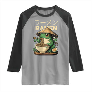 Frog Eating Ramen Raglan Shirt Funny Japanese Food Lover Anime TS12 Sport Gray Black Print Your Wear