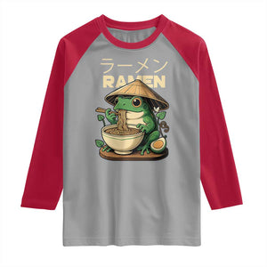 Frog Eating Ramen Raglan Shirt Funny Japanese Food Lover Anime TS12 Sport Gray Red Print Your Wear