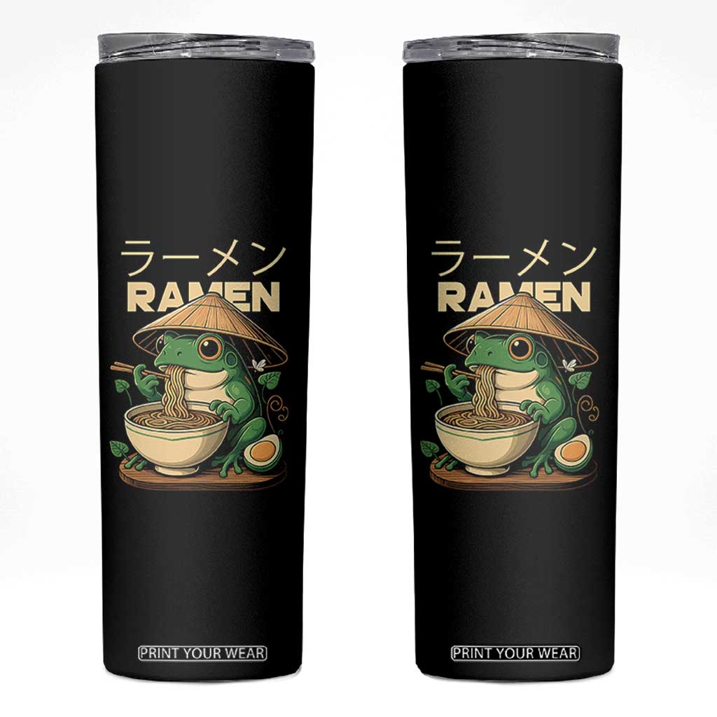 Frog Eating Ramen Skinny Tumbler Funny Japanese Food Lover Anime TS12 Black Print Your Wear