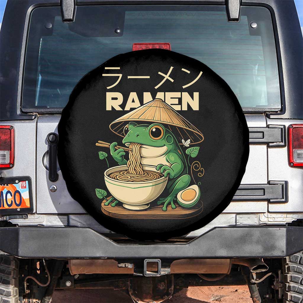 Frog Eating Ramen Spare Tire Cover Funny Japanese Food Lover Anime TS12 No hole Black Print Your Wear