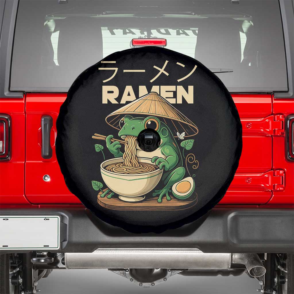Frog Eating Ramen Spare Tire Cover Funny Japanese Food Lover Anime TS12 Black Print Your Wear