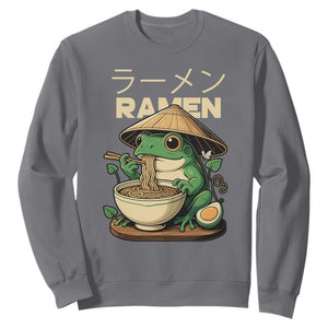 Frog Eating Ramen Sweatshirt Funny Japanese Food Lover Anime TS12 Charcoal Print Your Wear